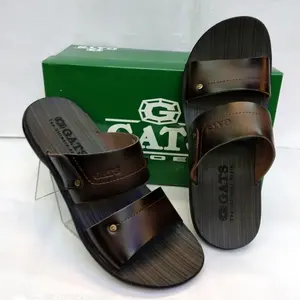 Sandal Kasual Pria Sendal Kulit Gats SR 002 - Brown