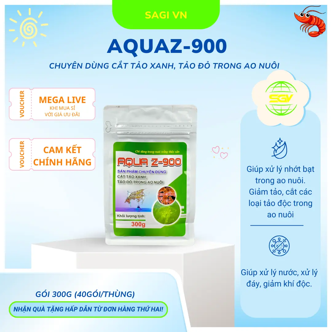 SAGI - AQUA Z - 900 (Chuyên gia cắt độc trong ao nuôi) - Gói 300g