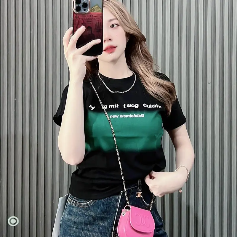 Áo thun nữ dáng ôm borip NY phối màu ngang áo cá tính, trẻ trung, năng động- B14 [Women] Top Cotton Cổ Tròn 3