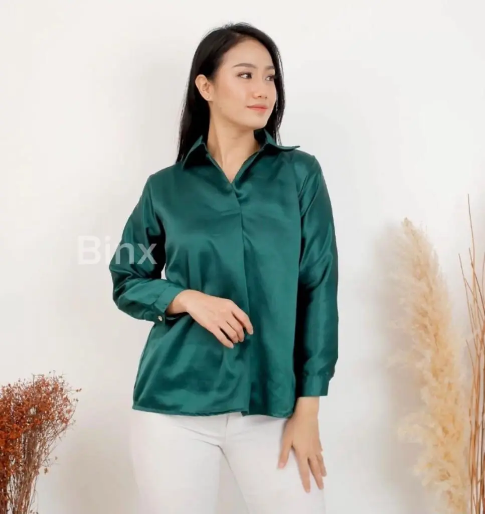 Blouse Morena/Blouse atasan wanita satin/lengan panjang