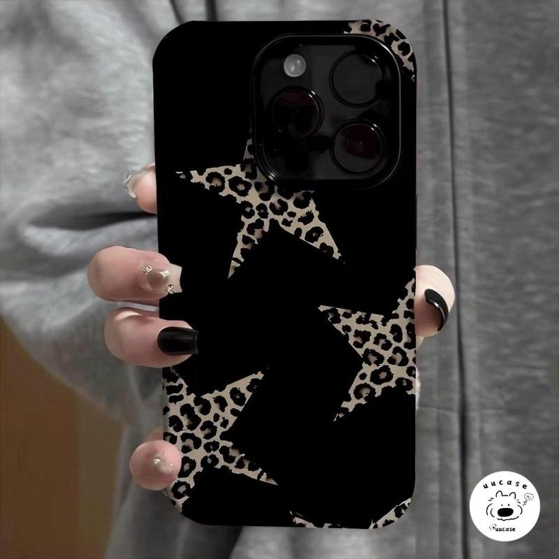 Ốp Lưng Cho IPhone 16 17 15 13 11 14 12 pro max 13 12 17 16 15 14 Pro 15 14 6 6s 7 8 16 plus XR X XS Max Air SE 2022 Thời Trang Dễ Thương Da Báo In Ngôi Sao Sang Trọng Bề Mặt Bóng Loáng