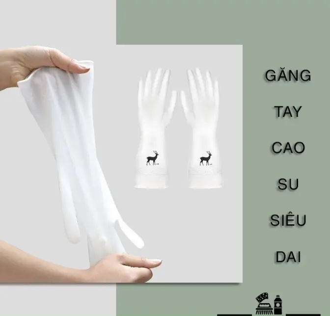 Găng tay hươu cao su siêu dai, bao tay hươu cao su rửa chén bát chống ăn mòn bảo vệ da tay 4