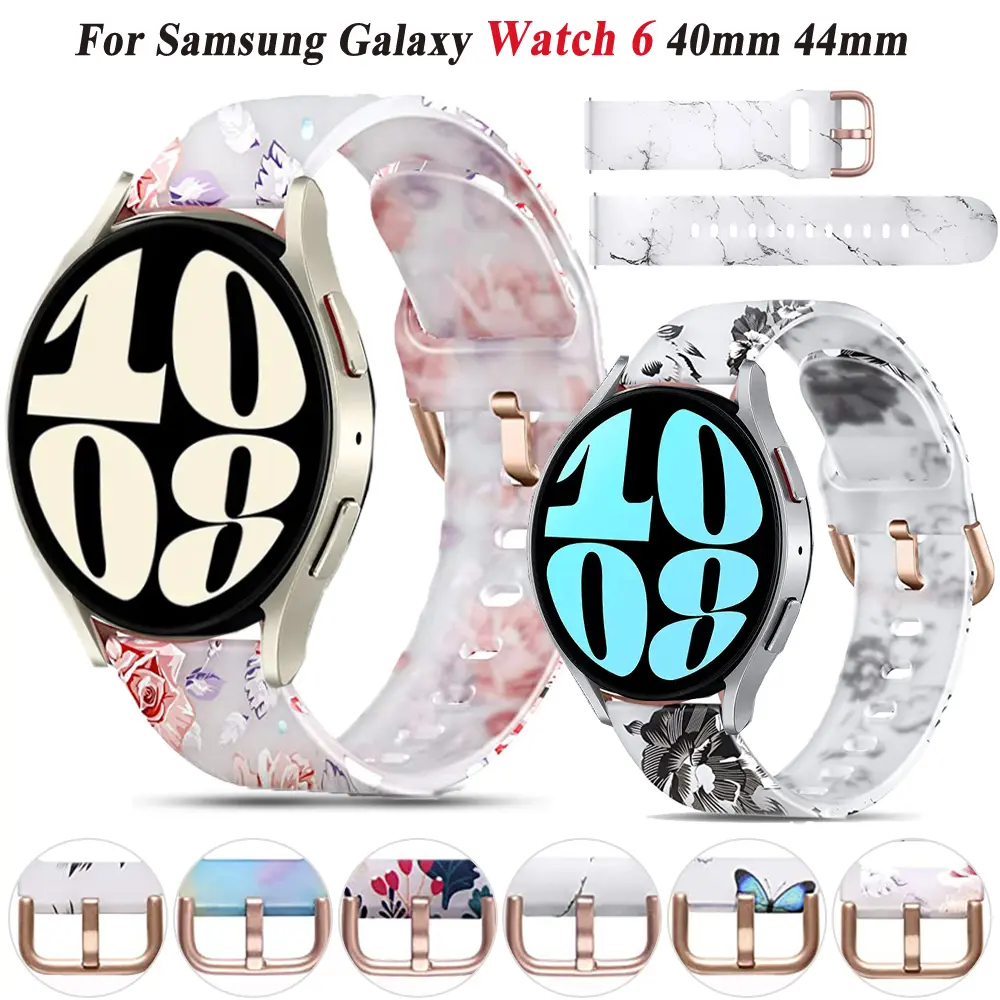 20mm Silicone Strap For Samsung Galaxy Watch6 Classic 43mm 47mm 42mm 46mm Wrist Smartwatch For Galaxy Watch 4/5/6 40mm 44mm Band