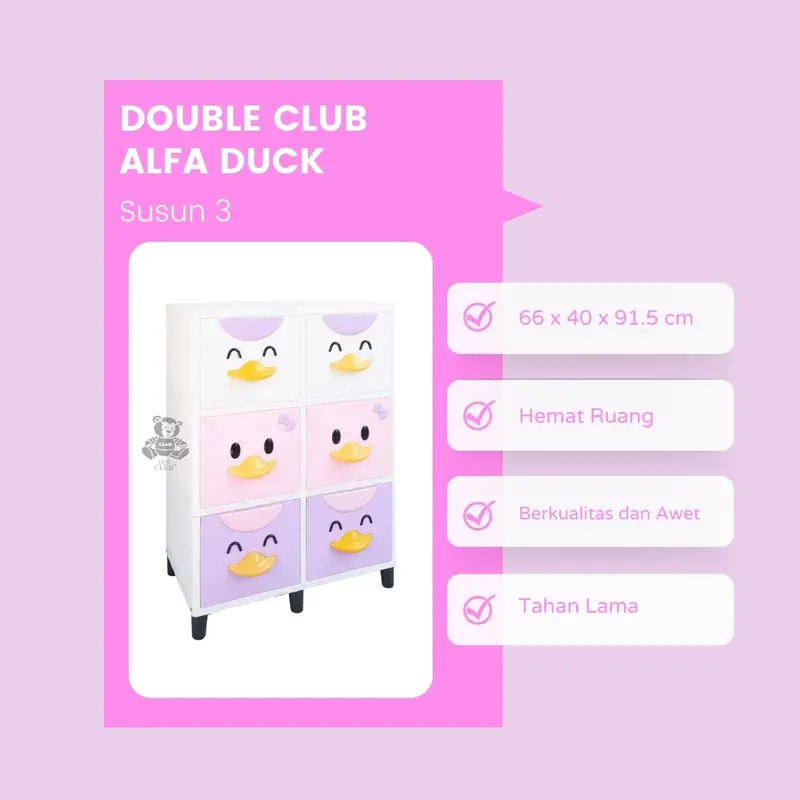 Double Club Flip Susun 3 - Lemari Plastik - Pintu Geser -  Laci  Minimalis -  Penyimpanan Serbaguna - Cabinet Pakaian - Kabinet Baju - Tahan Lama - Tahan air - Tidak Hitam Furniture 0