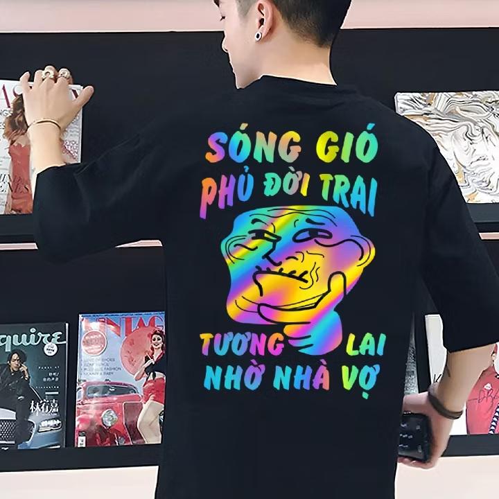 ÁO THUN NAM NỮ PHẢN QUANG CHỮ ( muốn mặc thoải mái thì tăng lên 1 sz) Menswear Cổ Tròn Top Jean