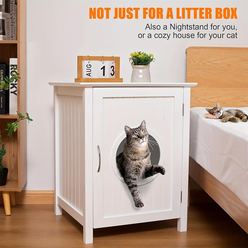 TikTok Shop 2024 Litter box shell hidden litter box furniture cabinet indoor cat room side table large pet box bedside table litter box toilet indoor kennel white