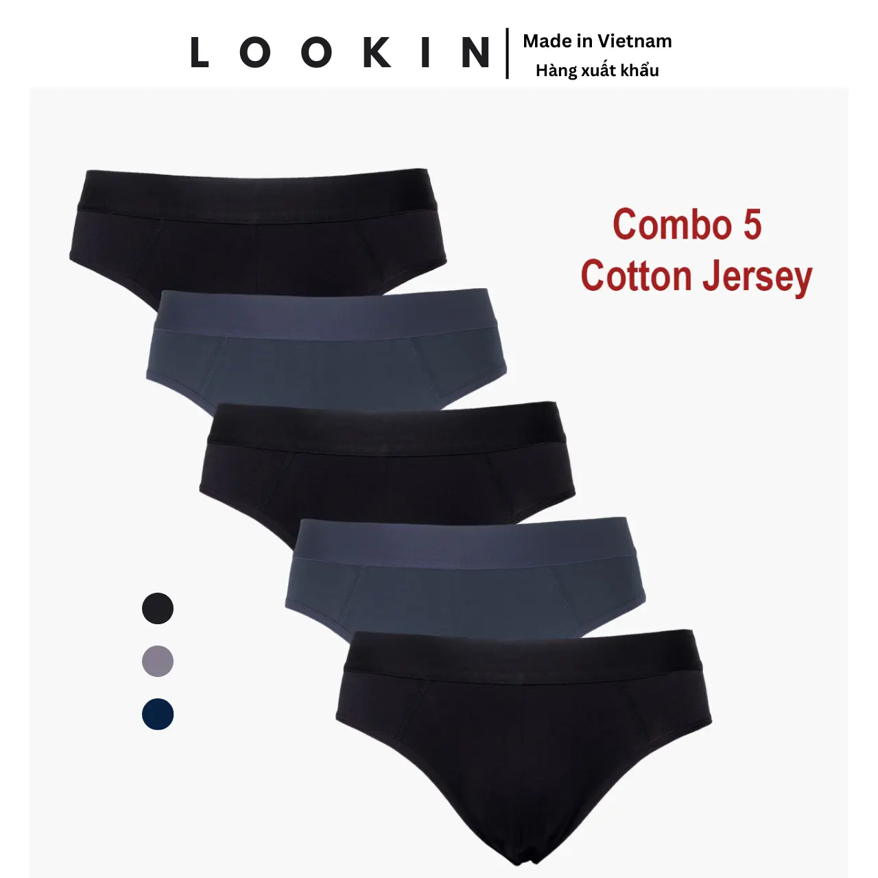 Quần lót Sịp nam tam giác Cotton mềm mại LOOKIN Combo 5 chiếc