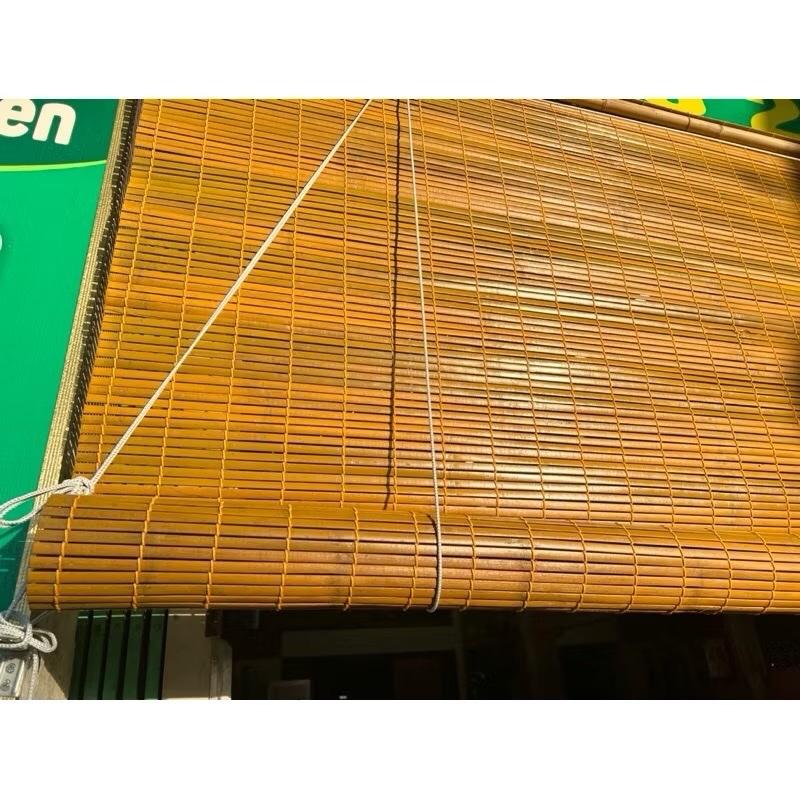 Mành trúc vàng nan to hấp nhiệt bản 1cm sẵn dây kéo ròng rọc .mành rèm tre trúc che nắng mưa mái hiên ban công