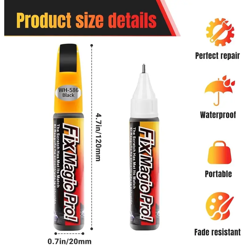 Touch Up Paint for Cars, Car Touch Up Paint Scratch Remover Pen for Vehicles Quick & Easy Solution to Erase Car Scratches Repair (Black) 5