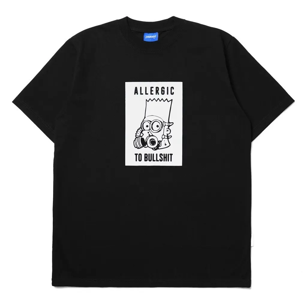 [HOT] Insurgent Club - Heavyweight Tshirt Kaos Allergic Black Short Sleeved Pendek Lengan Crew-neck fashion unisex T-shirt Menswear Top Baju Wanita