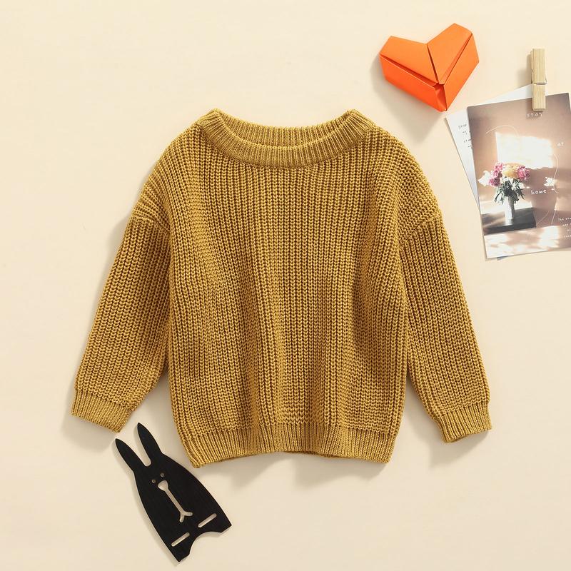 Product Introduction of Baby Girls Boys Autumn Winter Knit Sweater Solid Color Long Sleeve Crewneck Knitwear 33