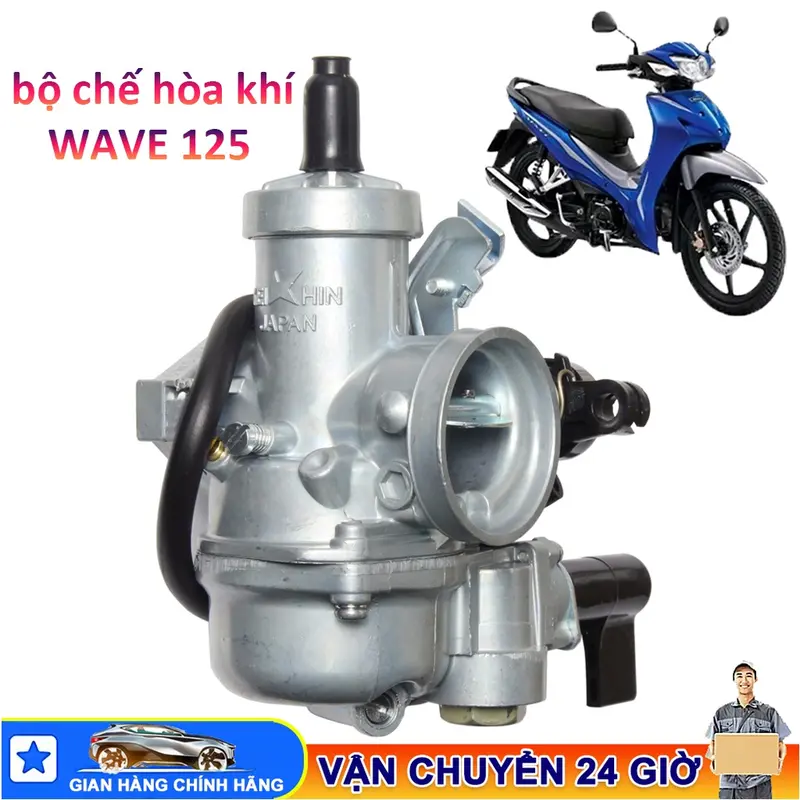 [Bán Chạy] Bộ chế hòa khí WAVE 125, bộ chế hòa khí xe máy, bộ chế hòa khí xe đạp leo núi mini, bình xăng xe máy Honda Keihin Phụ Kiện Phụ Tùng 2