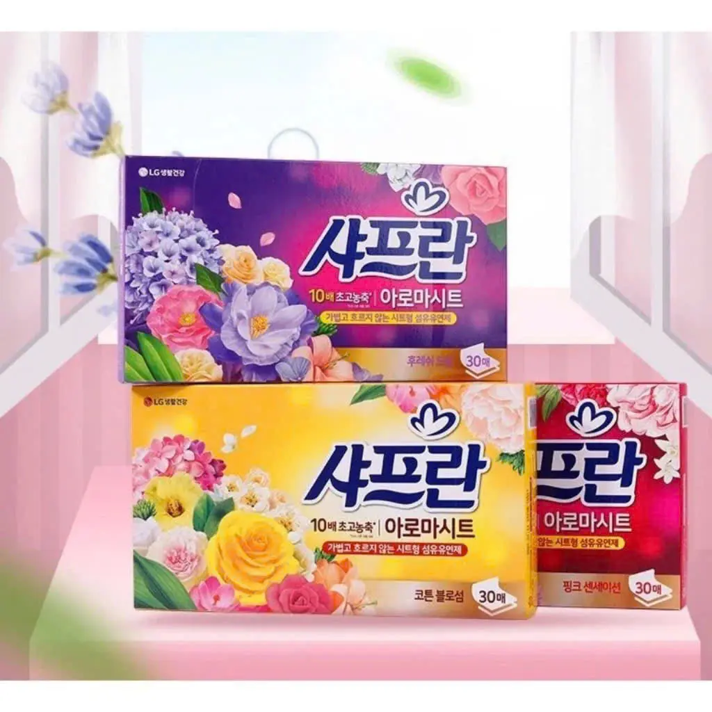 Giấy thơm quần áo L.G.E Hàn Quốc chuyên dụng cho máy sấy/máy giặt đậm đặc hơn gấp 10 lần | Hộp 30 tờ