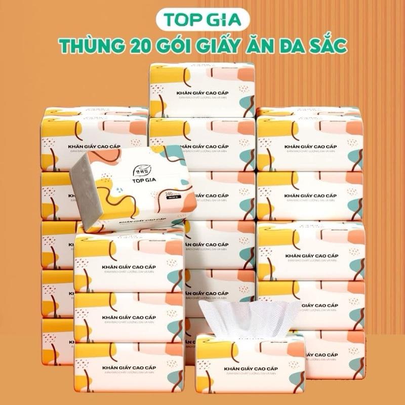   ĐA KHO  Thùng 20 gói giấy ăn đa sắc Topgia 