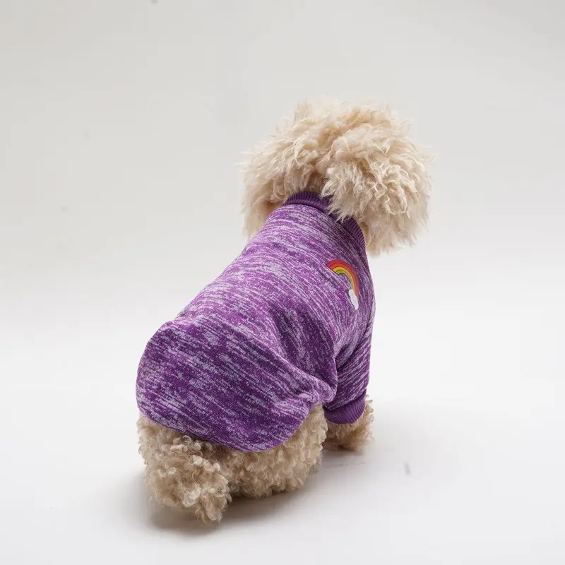 Rainbow Leather Label Dog Sweater, Casual Soft Comfortable Pet Clothes for Small Medium Large Dogs, Dog & Cat Clothing Supplies 4