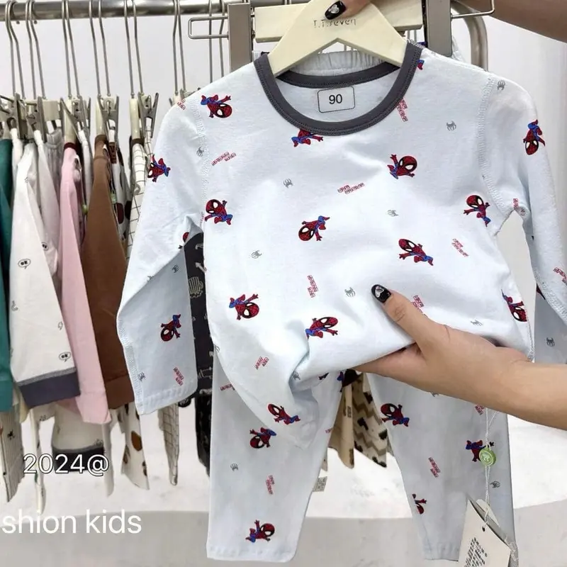 6-20kg Bộ quần áo thu đông in hình KHỦNG LONG,SIÊU NHÂN cho be trai,chất vải cotton,mềm mịn thấm hút,thoáng khí tốt. 0