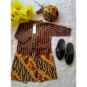 set baju adat jawa anak,baju dalang,baju lurik anak,beskap bayi Cowok Nyaman Parsel