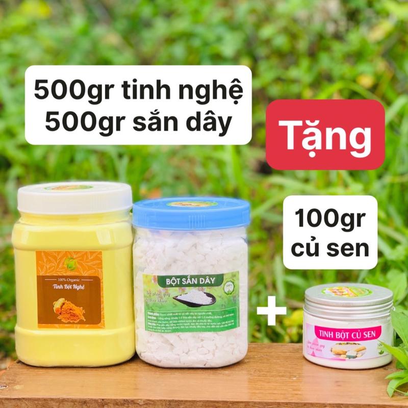 500gr Tinh bột nghệ 500gr Bột sắn dây + Tặng 100gr Tinh Bột củ sen Ba mẹ con nhà Ngọc Food
