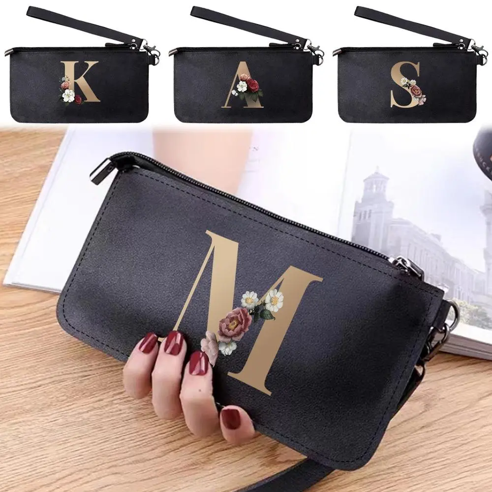 Letter Flower Pattern PU Leather Wallet, 1 Piece Large Capacity Storage Bag for Credit Cards, Banknotes, and Mobile Phones, Home Organizer
