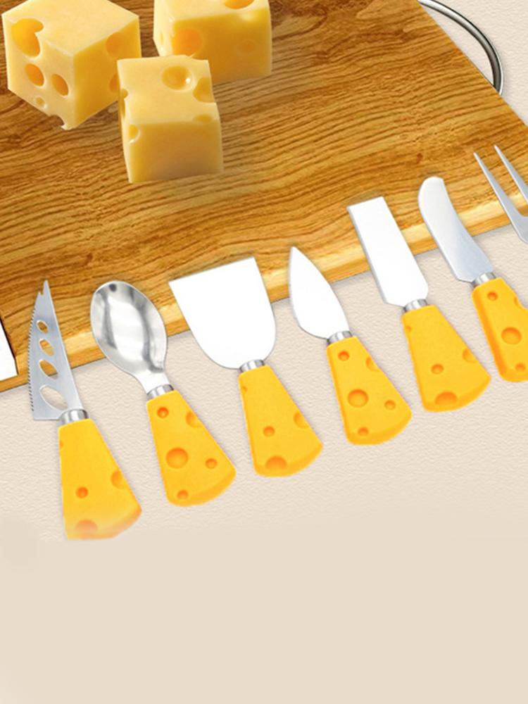 Product Introduction of Dao Phết Phô Mai, 7 Món, Thép Không Gỉ, Tay Cầm Màu Vàng, Dụng Cụ Phết Phô Mai Bánh Trung Thu, Bộ Đồ Dùng Nhà Bếp, Dụng Cụ Làm Bánh Pizza Và Trái Cây, Thiết Kế Cô Gái Hoạt Hình Dễ Thương, Yêu Thích Của Các Bữa Tiệc 24