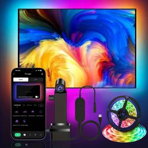 Tira de luces LED de 12,4 pies, tira de luces LED alimentada por USB, retroiluminación de TV LED inteligente, luz ambiental LED para el hogar, sala de estar, dormitorio