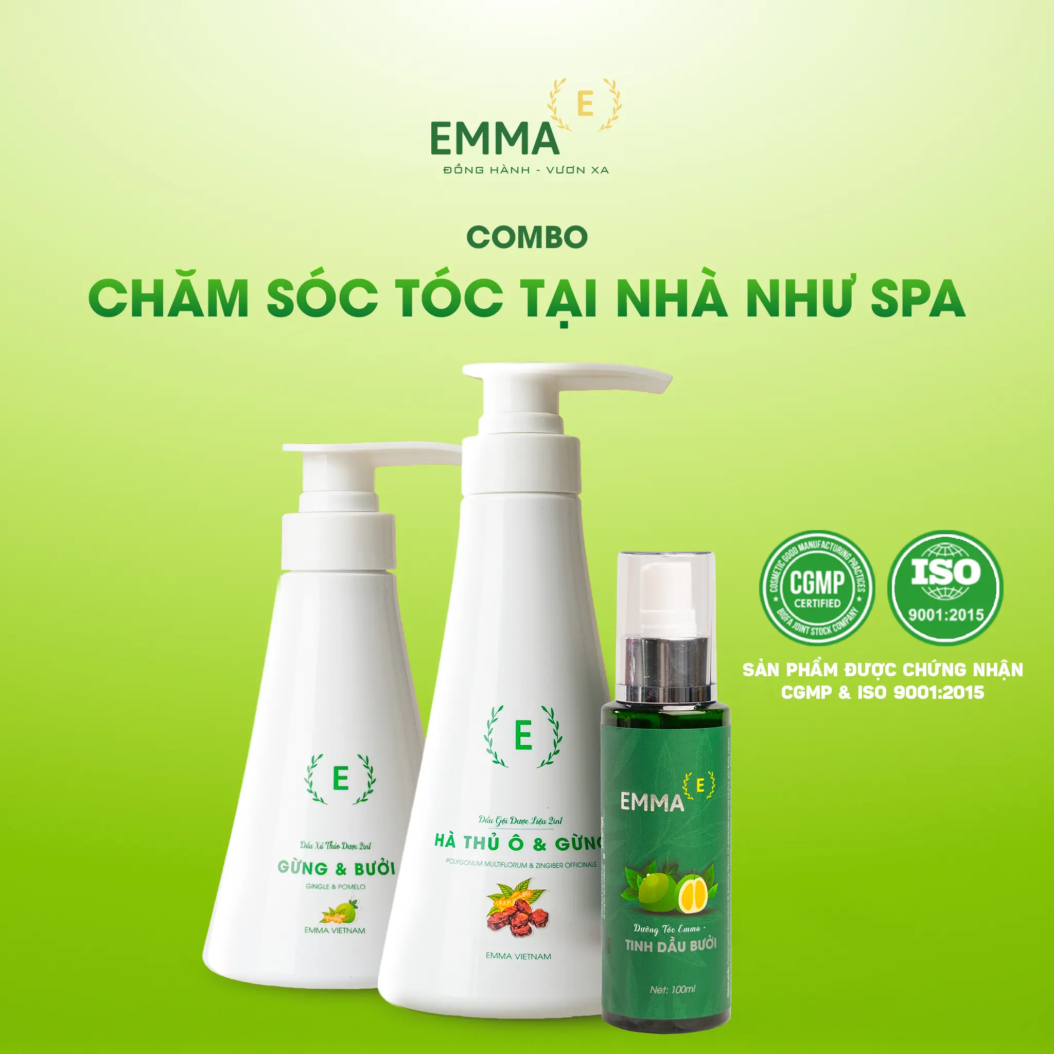 Tặng Máy Sấy tóc-Bộ 3 sản phẩm chăm sóc tóc suôn mượt EMMA