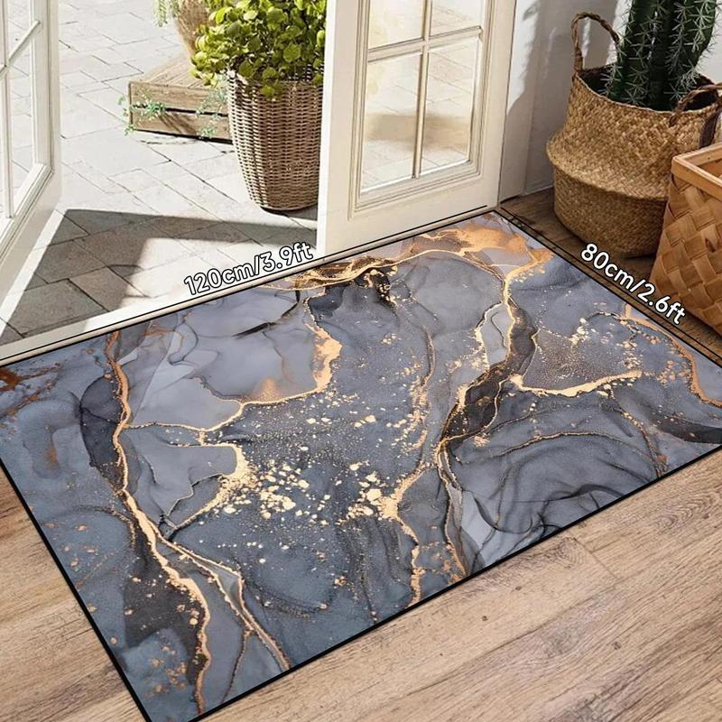 Marble Pattern Floor Mat, 1 Count Non-slip Soft Floor Carpet, Rectangle Decorative Area Rug, Machine Washable Floor Mat for Home Living Room Bedroom 2