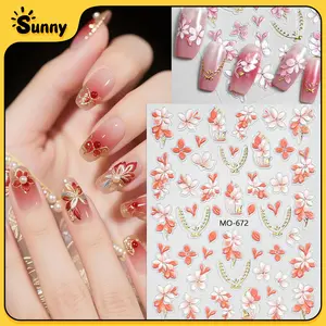 Stiker Kuku Bunga Seni Bordir Vintage Hiasan Kuku Motif Bunga Kecil yang Detail Aksesori Nail Art