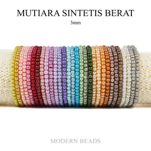 3mm - Mutiara Sintetis / MutSin / Mutiara Sintesis Berat 3mm per String / Renteng Kualitas Bagus Grade A