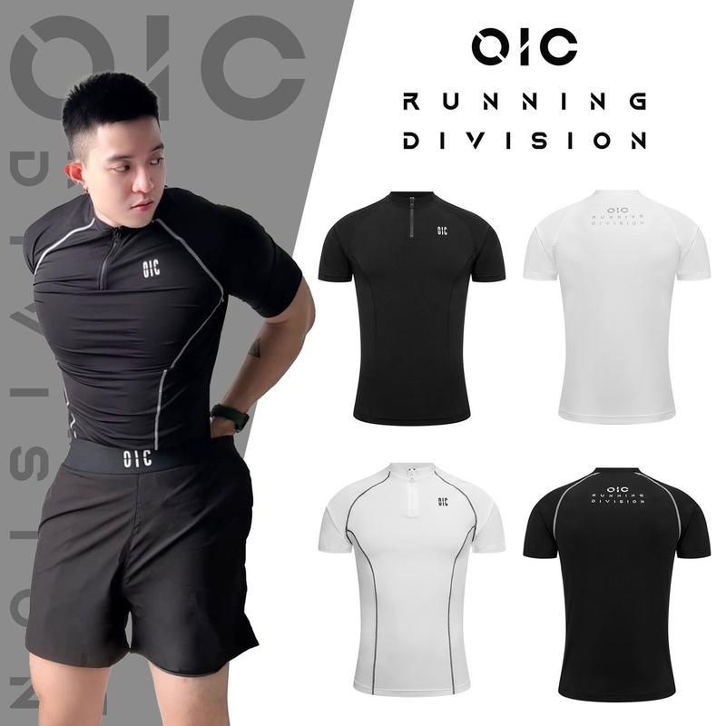 Áo thun thể thao nam phối khoá kéo có tay OIC, tập gym, chạy bộ , đạp xe Top Sport