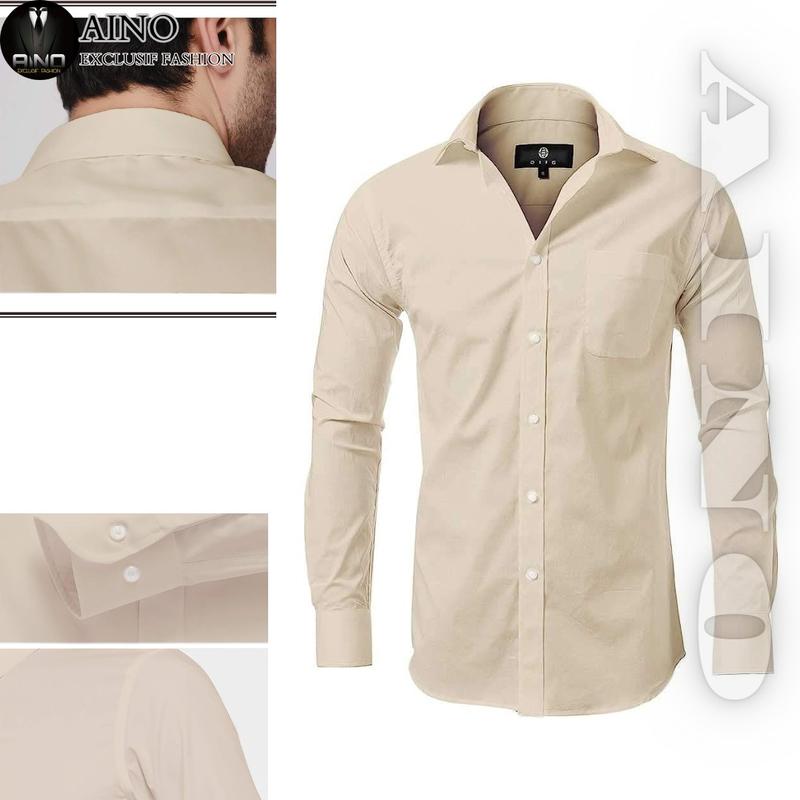 AINO.ID Kemeja Formal Pria Kemeja Kantoran Kemeja Kerja Slim Fit Lengan Panjang Kemeja Putih Kemeja Keren Nyaman 2