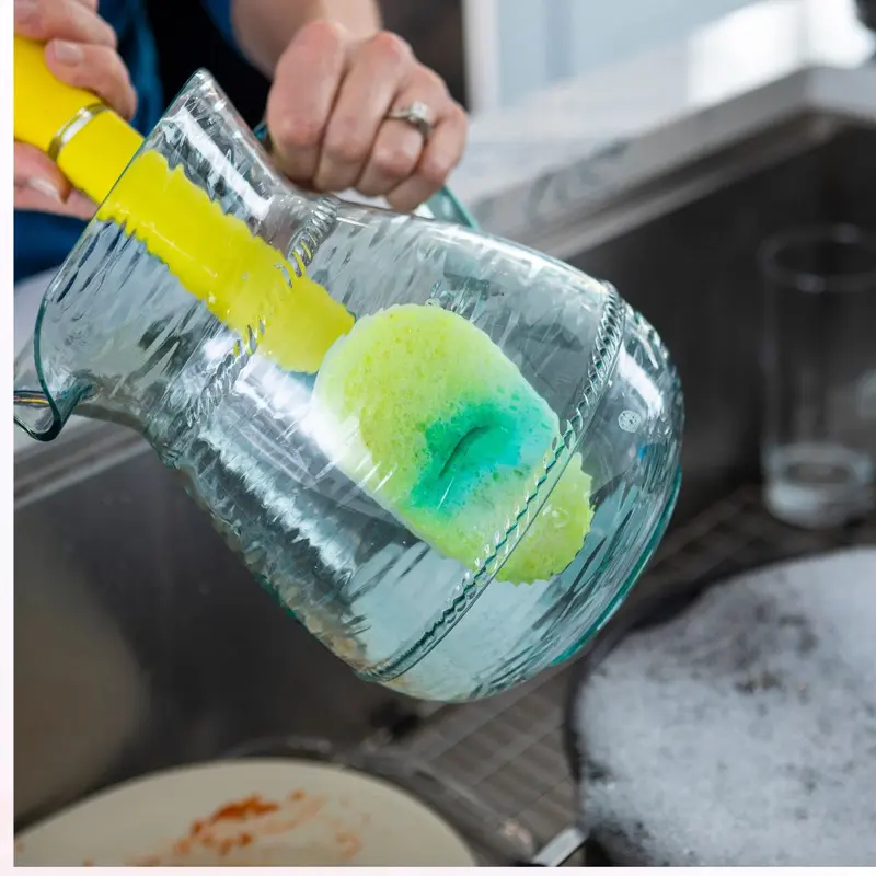 Cọ rửa chén bát Dish Daddy -  Đầu cọ có thể tháo rời, Giá đỡ nhỏ giọt, Màu vàng 4