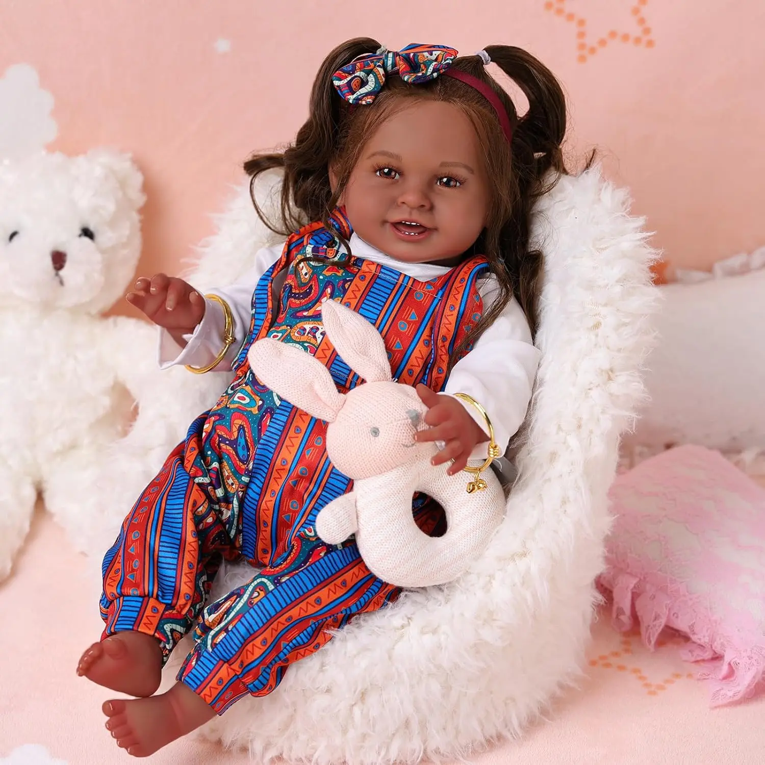 20 Inch Reborn Teenager Doll, 1 Set Lifelike Soft Body Realistic Teenager Doll with Cloth Body Strap & Feeding Accessory Set, Suitable for Kids