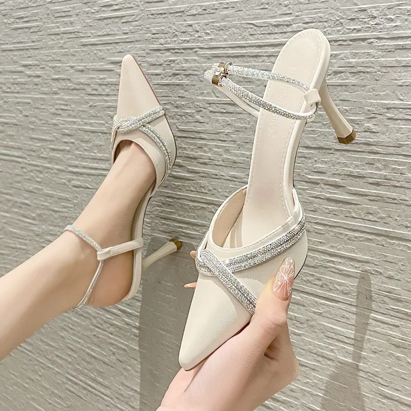 XẢ LỖ Giày cao gót nữ 7p, sục quai hậu gót nhọn da mềm quai đính đá có thể đi 2 kiểu (form chuẩn - MIỄN SHIP), shoes nữ, giày công sở DéP - Mã SP. SH711 6
