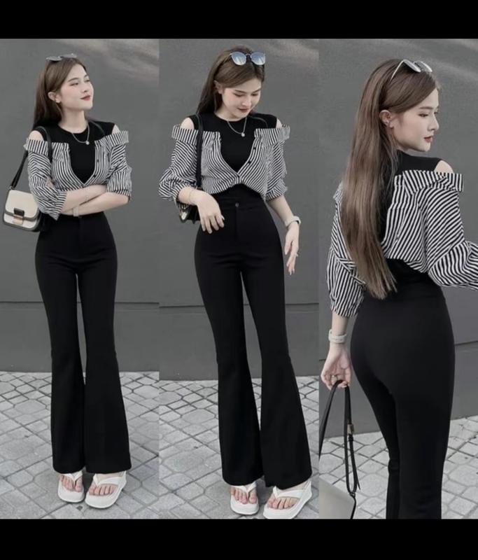 Quần Tây Ống Loe Lưng Cao - Quần Tây ống bass - vải tuyết mưa Nữ Ong Women