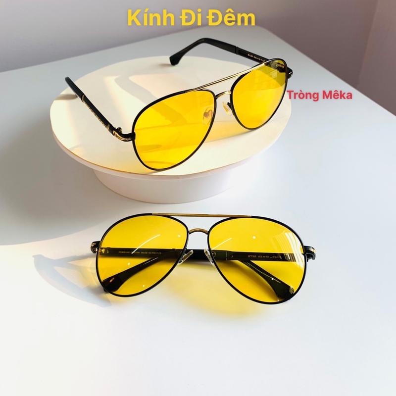 Mắt Kính Nam Chuyên Đi Đêm Porsche_P8738 Tròng Vàng Chống Chói Đi Xe Ban Đêm