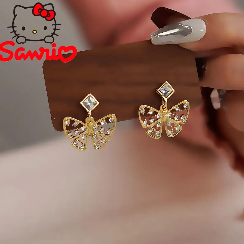 925 Fashion Silver Needle Exaggerated Earrings with Rhinestones Korean Niche Butterfly Earrings Simple Elegant Design Earrings for Women