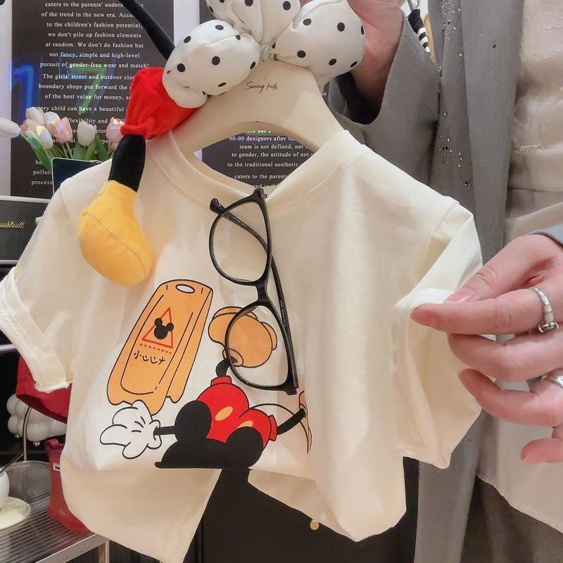 Product Introduction of Summer Children's Casual Set Pure Cotton T-Shirt Korean Style Fun Cartoon Short Sleeve New Boys Girls Two-Piece Set Trendy 7