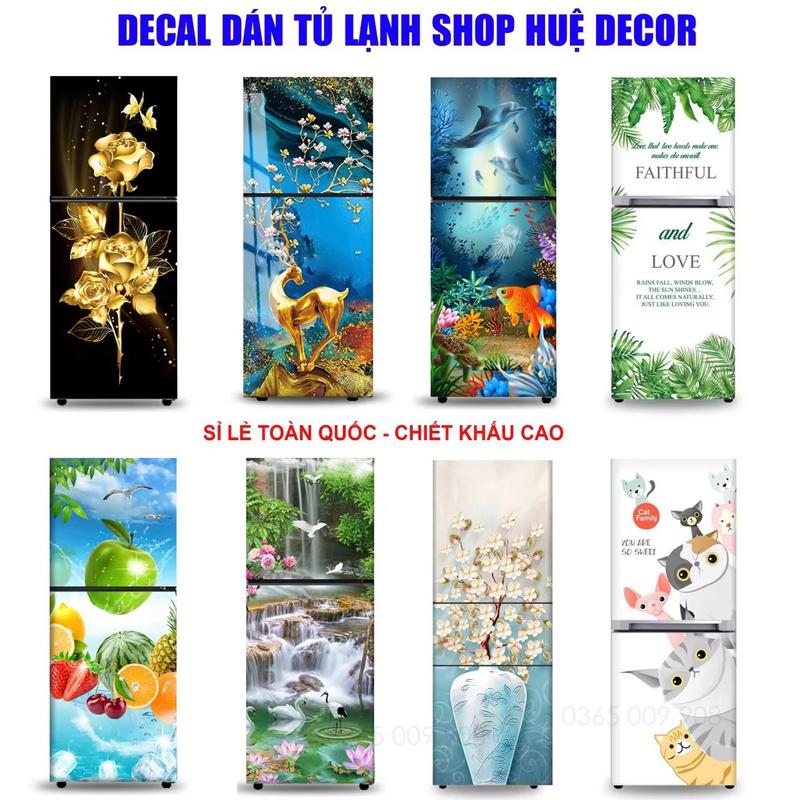 Decal dán tủ lạnh - máy giặt chống nước, sẵn keo, đủ kích cỡ, phù hợp với nhiều loại tủ Decor( TỦ LẠNH)