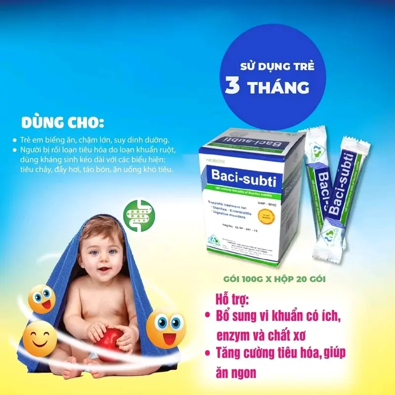 3 hộp men tiêu hóa baci subti: Rối loạn tiêu hóa như phân sống, tiêu chảy, khó tiêu, loạn khuẩn, đầy bụng... 3
