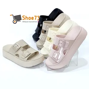 LUOFU E 7221 - E01 SIZE 36-40 ORIGINAL l Sandal Wedges Karet Selop ban 2 jelly wanita l Sendal kokop cewek Rringan