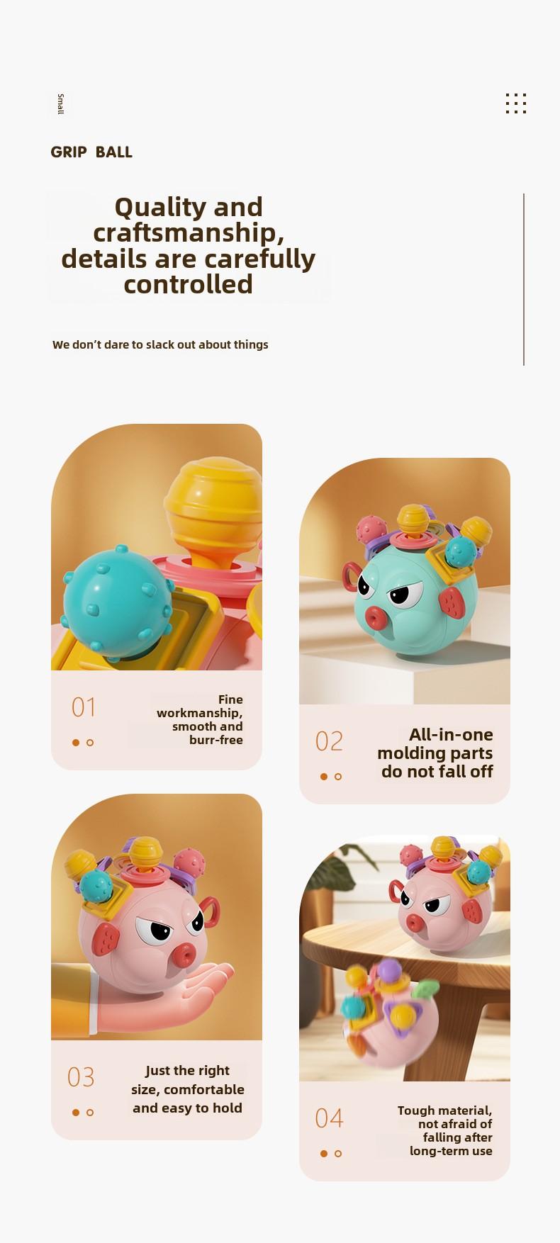 Product Introduction of Manhattan Hand Ball Silicone Biteable Molar Newborn Infant Early Education Toys Baby 0-1 Year Old 3-6 One Months 7