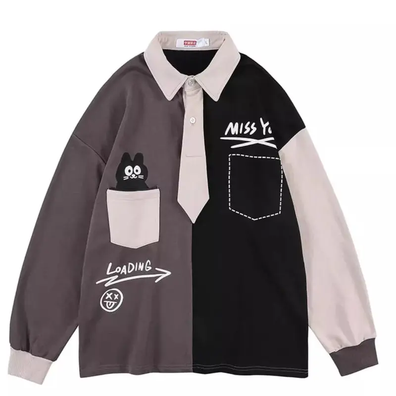 Miss You Loading Collar Oversized Sweater Outerwear Remaja Wanita Korean Style Premium Crewneck Fit Fleece Panjang 4