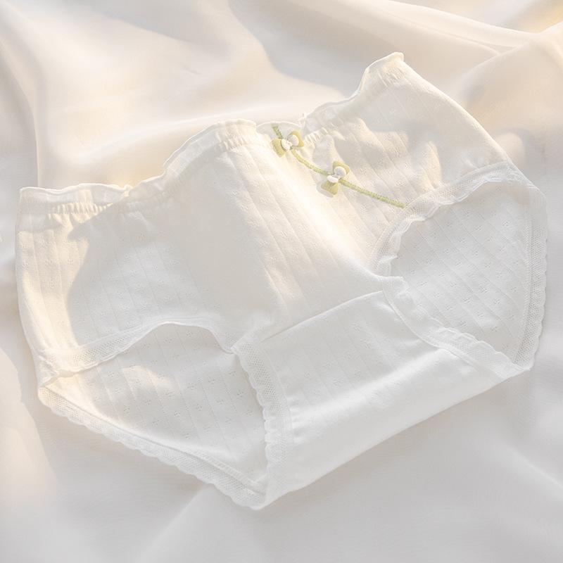 Set 5 quần lót nữ cute cao cấp cotton dệt kim thông thoáng họa tiết nơ chéo dễ thương Women 2