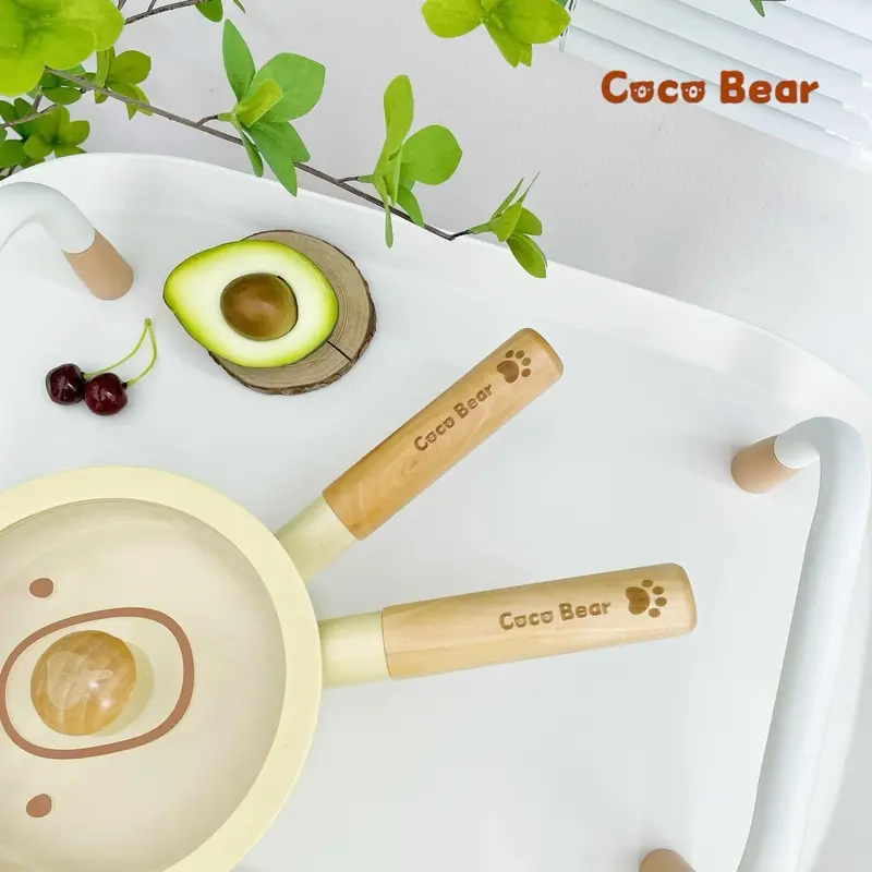 Bộ nồi chảo gấu Cocobear kèm thìa khuấy chống dính cho bé ăn dặm 4