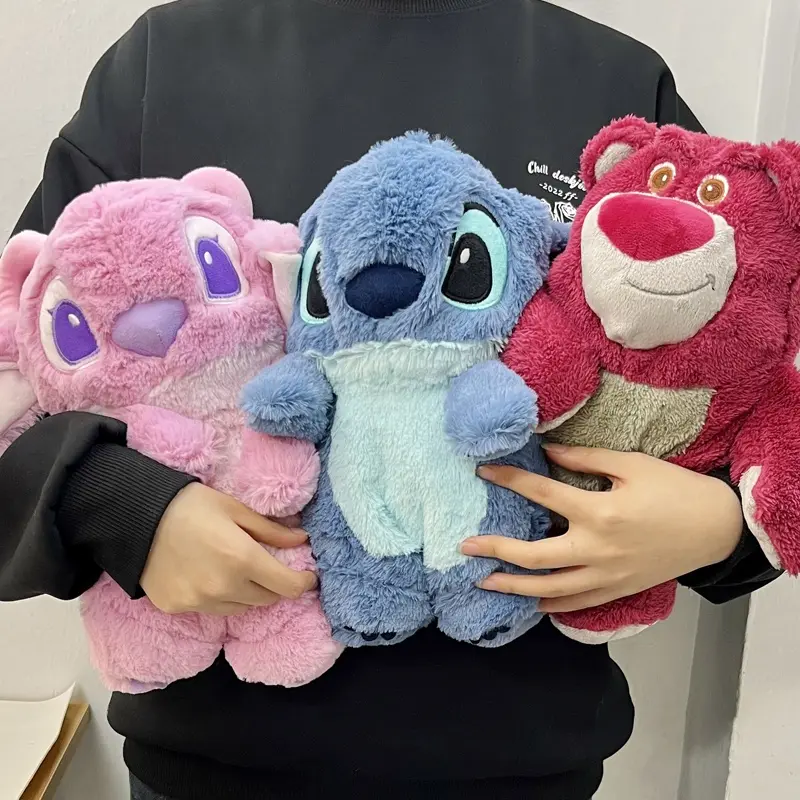 Bình Nước Nóng Nhồi Bông Mùa Đông, Thiết Kế Stitch, Cỡ Lớn, Kawaii, Thích Hợp Cho Phụ Nữ, Chức Năng Làm Đầy Nước, Máy Làm Ấm Tay, Quà Tặng Cho Trẻ Em 0