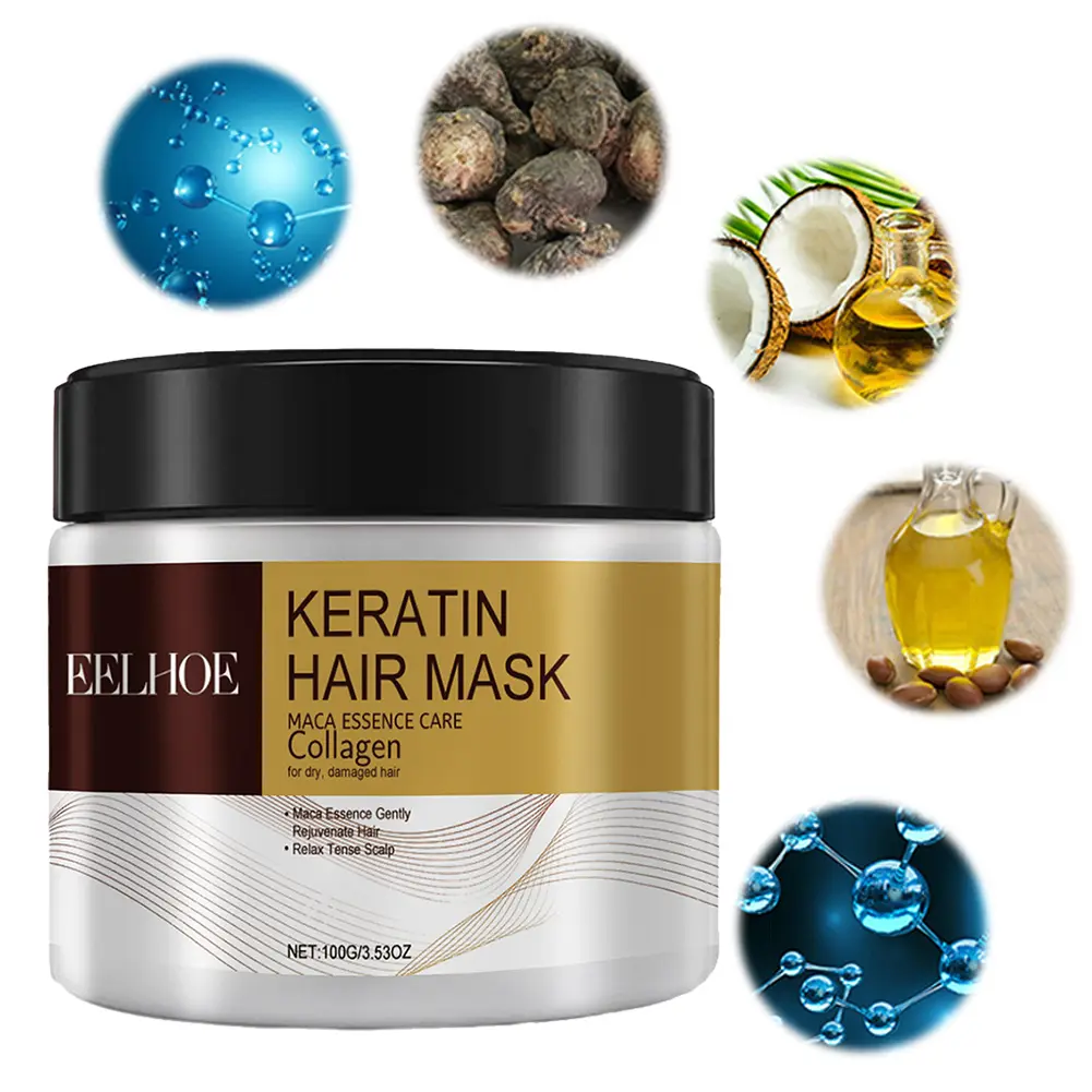 100g Keratin Hair Mask Hair Conditioner Hair Masque Deep Conditioning Hair Mask Repairing Hair Mask for Women Haircare Oil Shampoo Smooth Blend Coconut Nourishing Plant Cleanser Cleansing Comfort Moisture Hydrate Moisturizer Hydrating