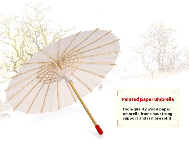 Product Introduction of Chinese Paper Umbrella Photography White Craft Oiled Paper Umbrella Hand-Painted Props Classical Decorative Umbrella Ceiling Performance Dance Umbrella 0