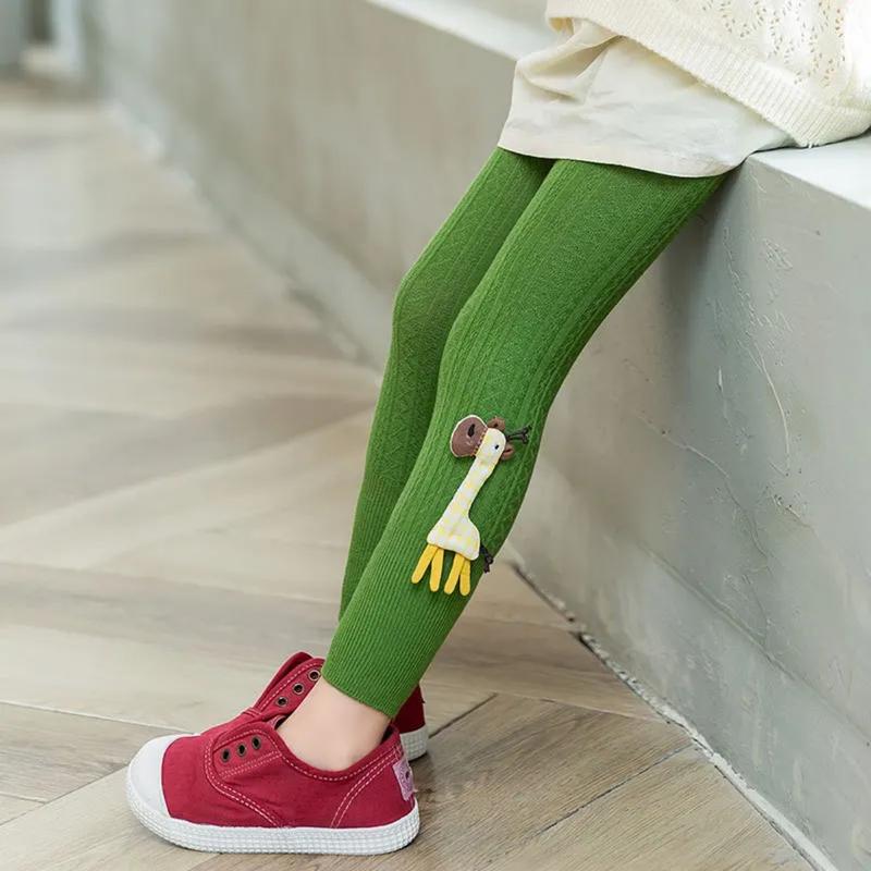 1 To 9 Years Spring Autum Cute Deer Girl Trousers High Quality Cotton Girls' Leggings Soft Knitted Pants for Children's Legging 2