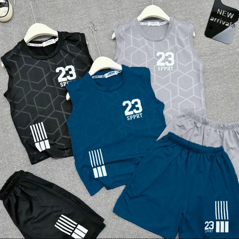 Bộ ba lỗ thể thao 13-50kg dành cho cả bé trai và bé gái chất thun lạnh mềm mát thấm hút mồ hôi mẫu 23 form thoải mái k tăng size. Đồ bộ thể thao cho bé yêu thoải mái năng động